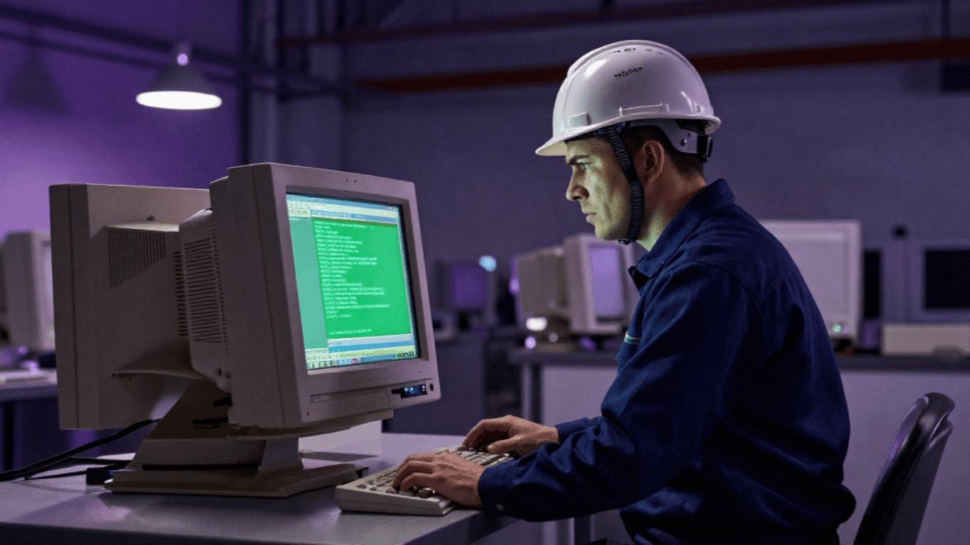 Operations worker using EAM system